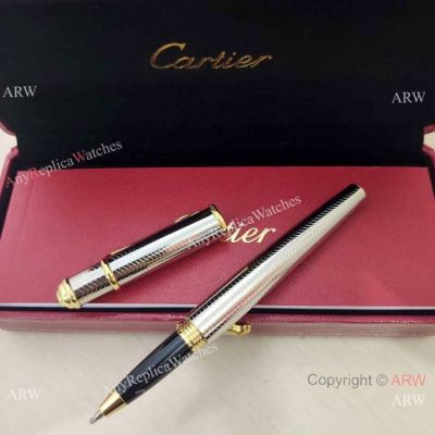 AAA Grade Replica Cartier Diabolo de Rollerball Pen Silver and Gold